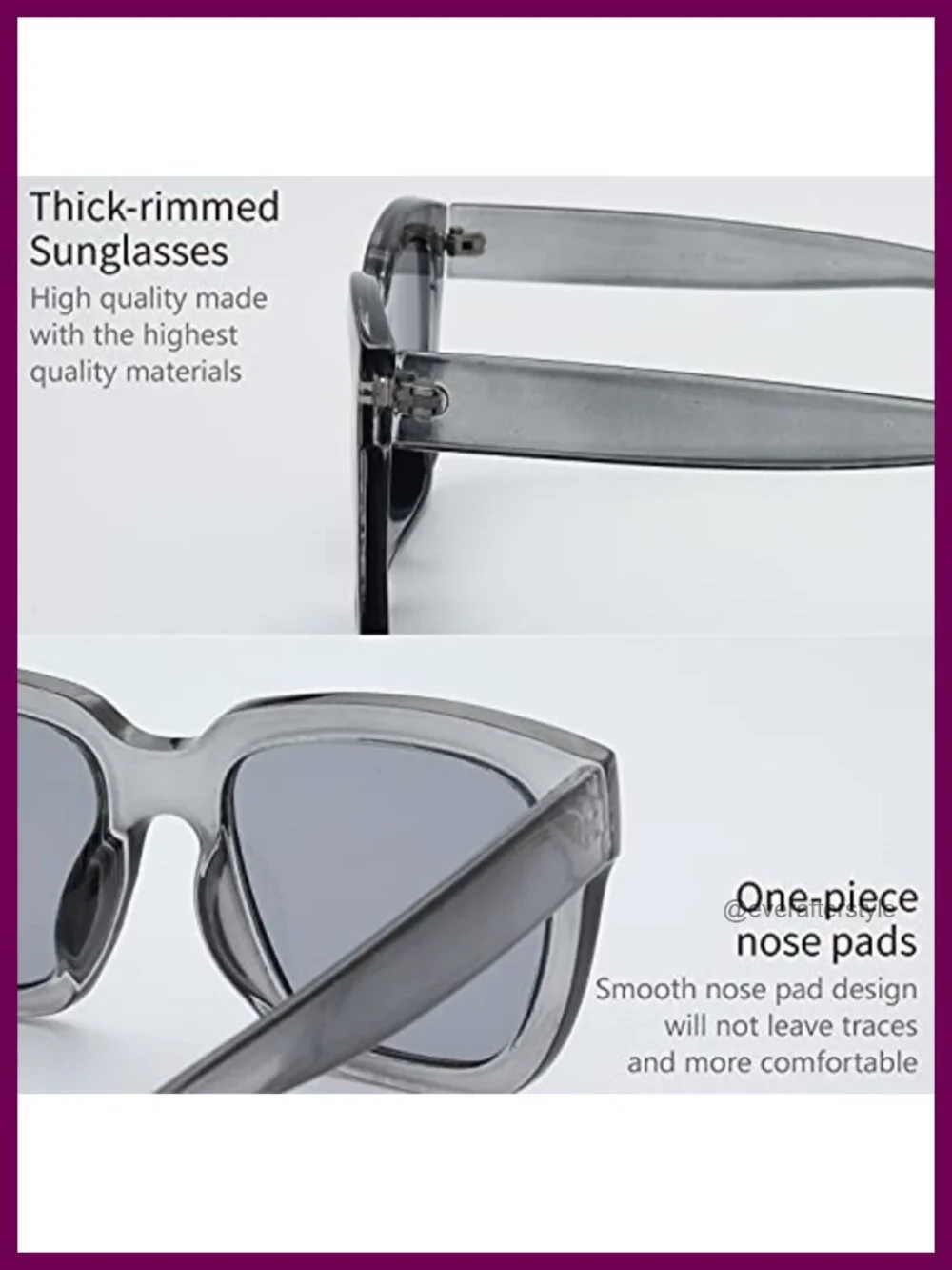 Retro Oversized Square Sunglasses, UV400 Protection, Lightweight